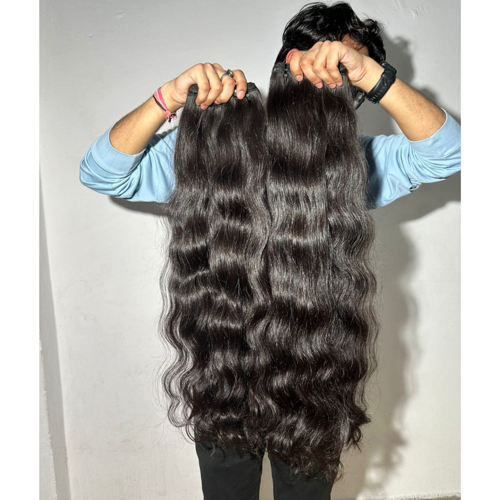 Wholesaler 100% Remy hair raw machine weft extensions 100 human hair virgin Indian Hair Big Stock for sale