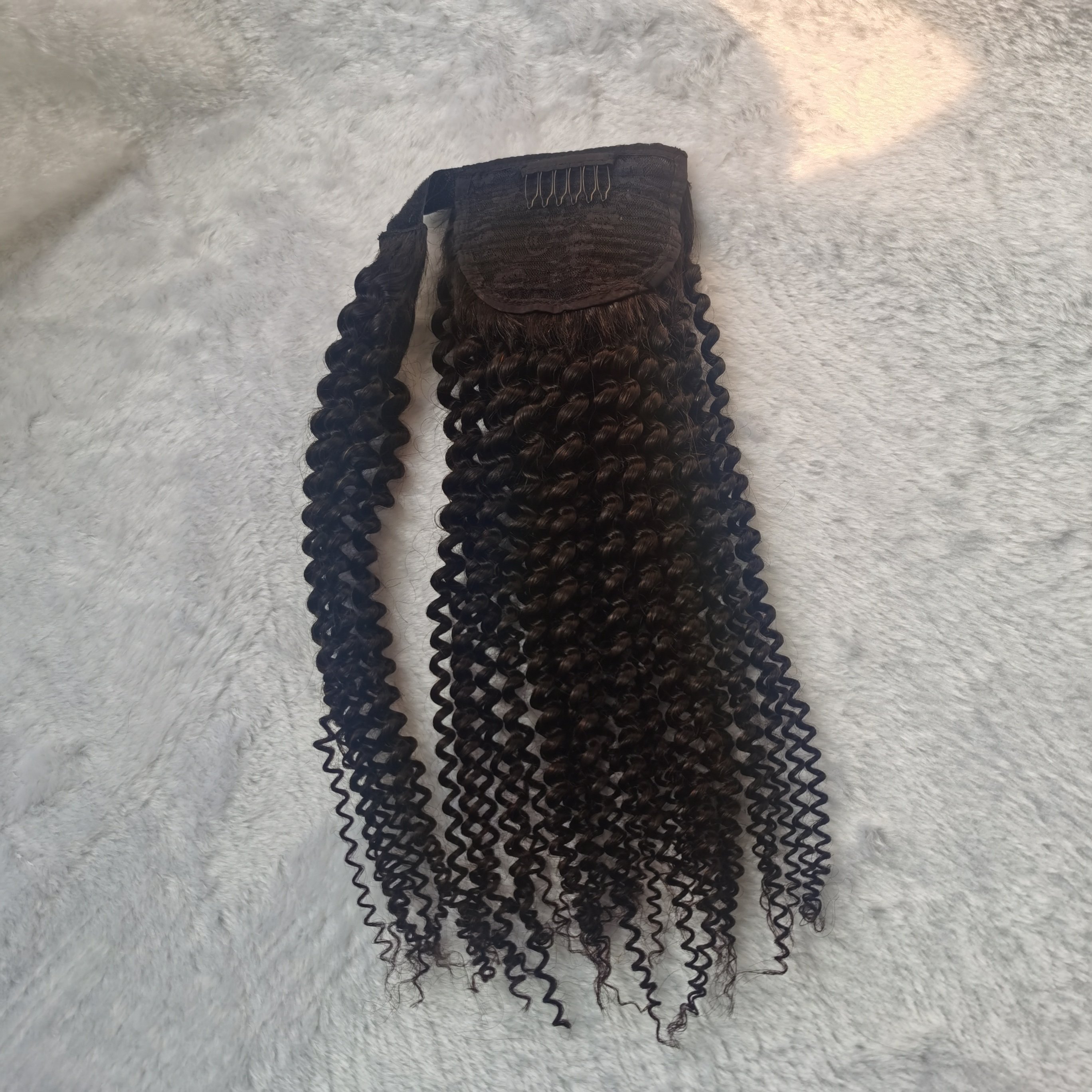2024 Black Ponytail 18inch Indian Human Hair Extensions Afro Kinky Curly Hair Ponytails