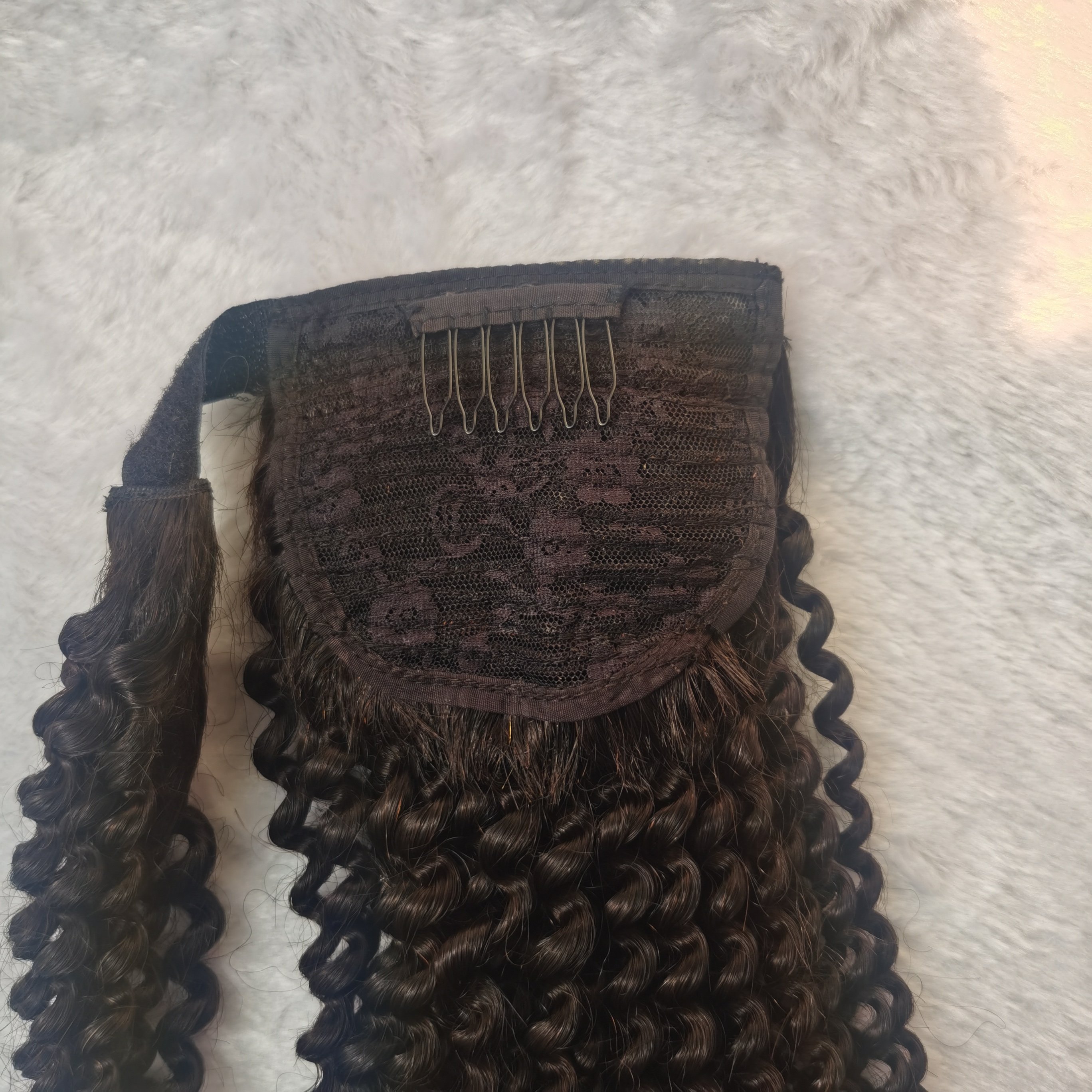 2024 Black Ponytail 18inch Indian Human Hair Extensions Afro Kinky Curly Hair Ponytails