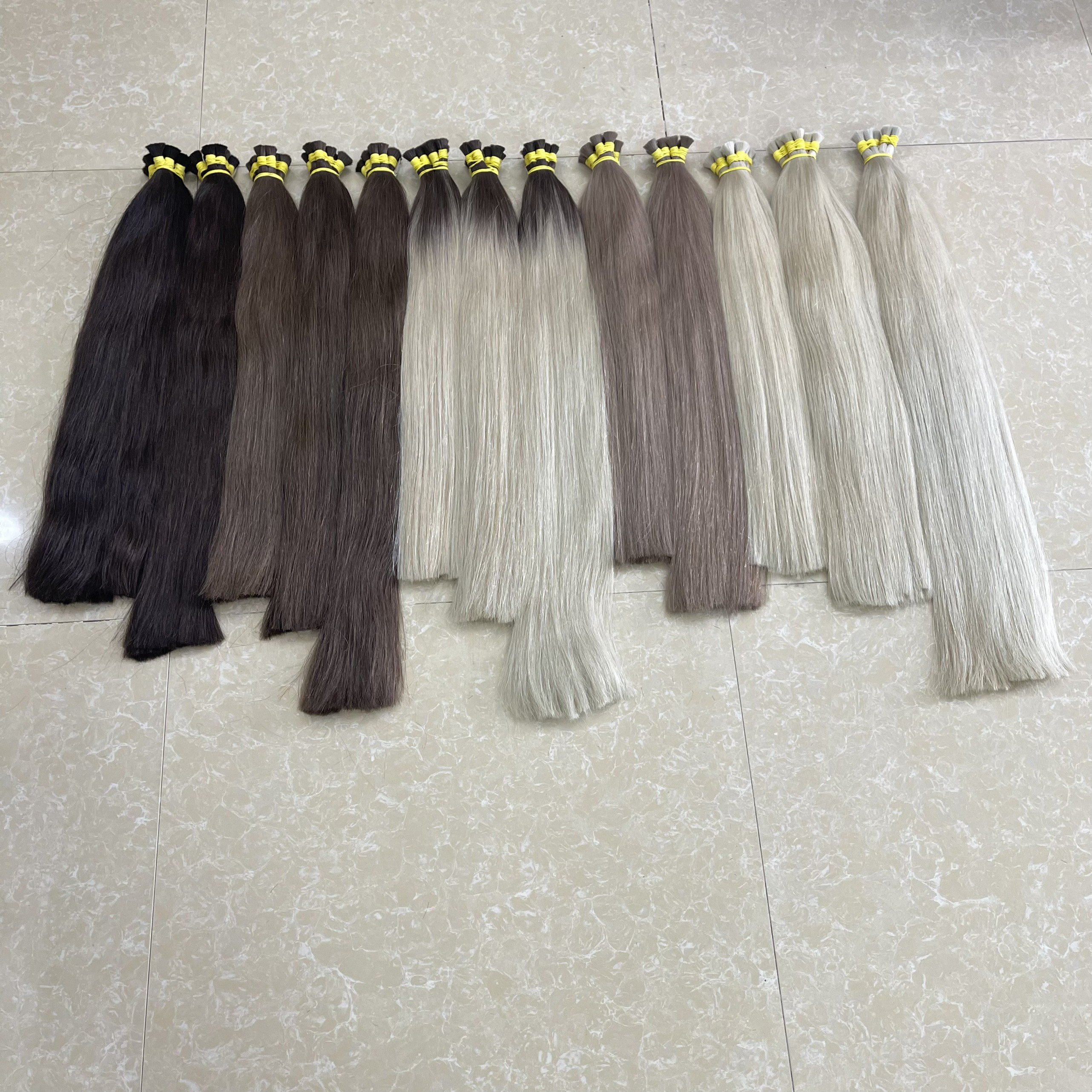 Factory Price White Blonde And Brown Color Bulk Straight Human Hair Extensions