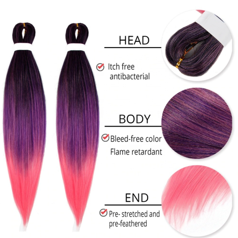 Low temperature Synthetic Yaki Bulk 26inch Prestretched Braid Hair For Crochet Hair Extension Pre stretched Braiding Hair
