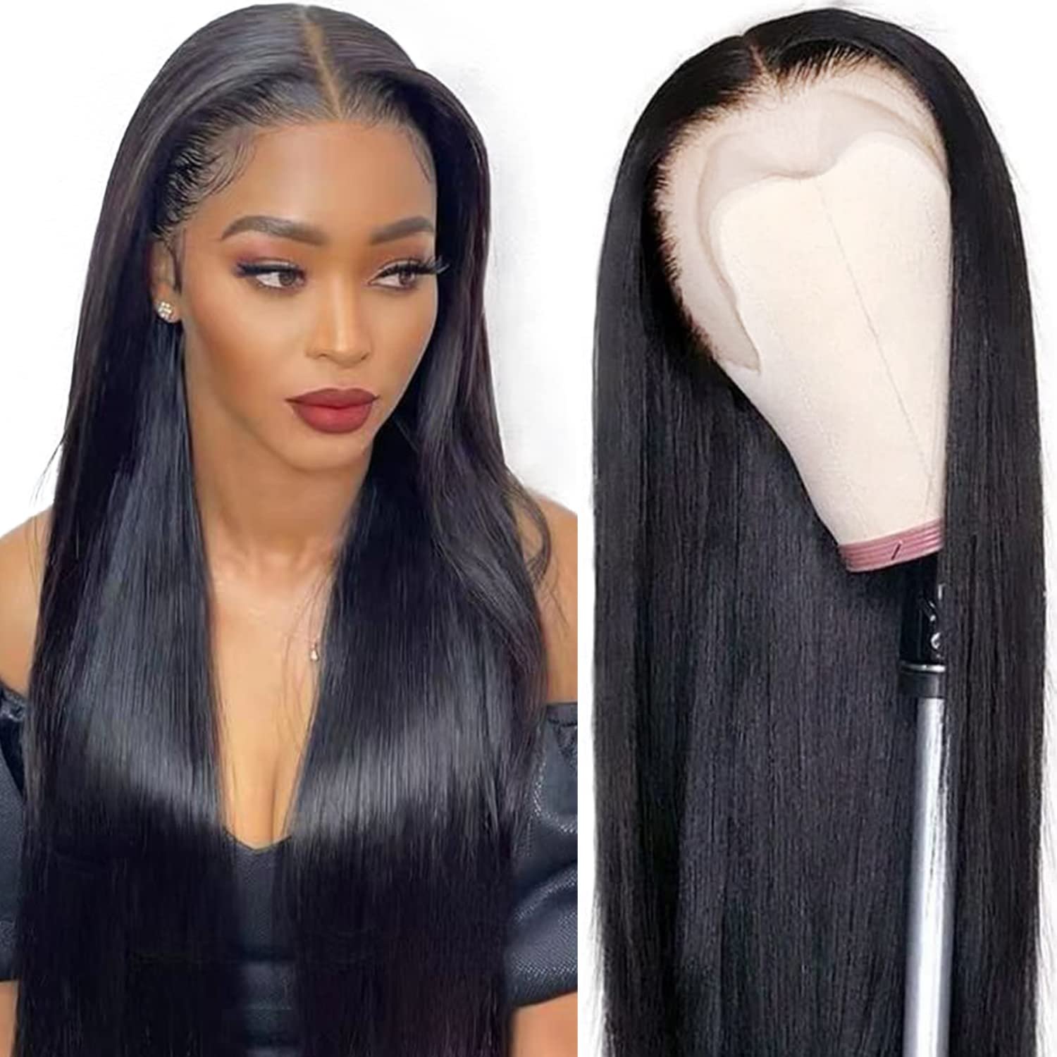 180 250 Density Transparent Glueless Full Hd Lace Wigs,Straight Frontal Peruvian Hair Wigs, Raw Remy Lace Front Human Hair Wigs