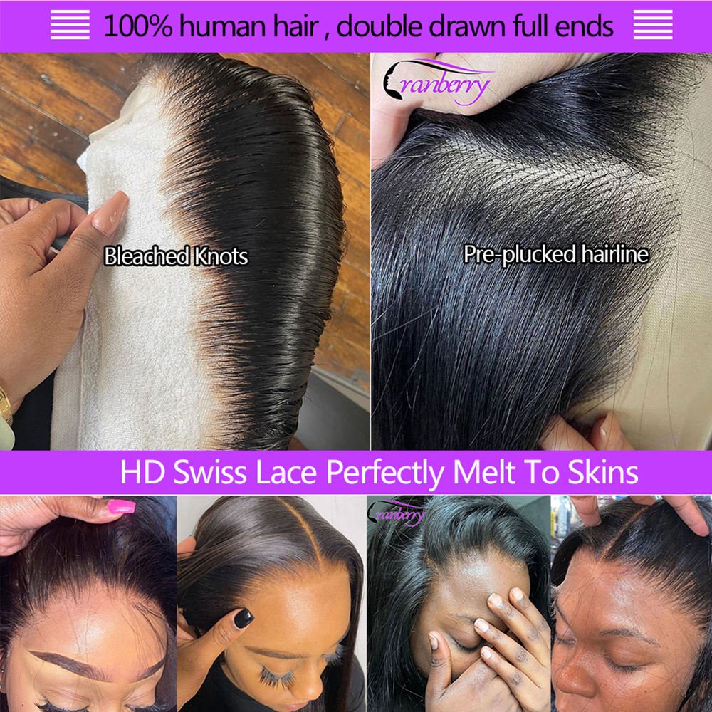 180 250 Density Transparent Glueless Full Hd Lace Wigs,Straight Frontal Peruvian Hair Wigs, Raw Remy Lace Front Human Hair Wigs