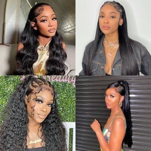 180 250 Density Transparent Glueless Full Hd Lace Wigs,Straight Frontal Peruvian Hair Wigs, Raw Remy Lace Front Human Hair Wigs