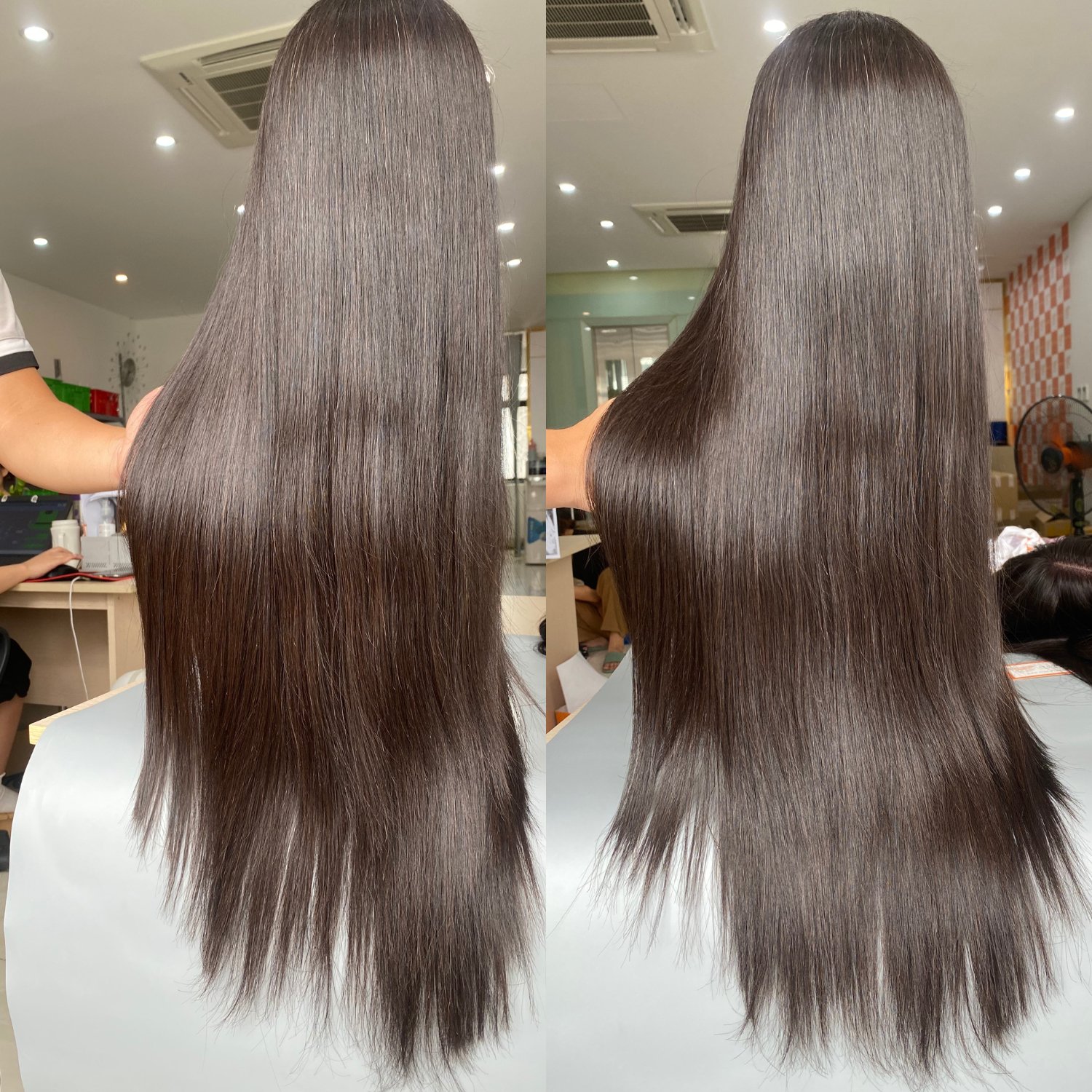 Super Silky Smooth Wig Ready To Ship 100% Vietnamese Human Hair Extensions Full Length Full Color
