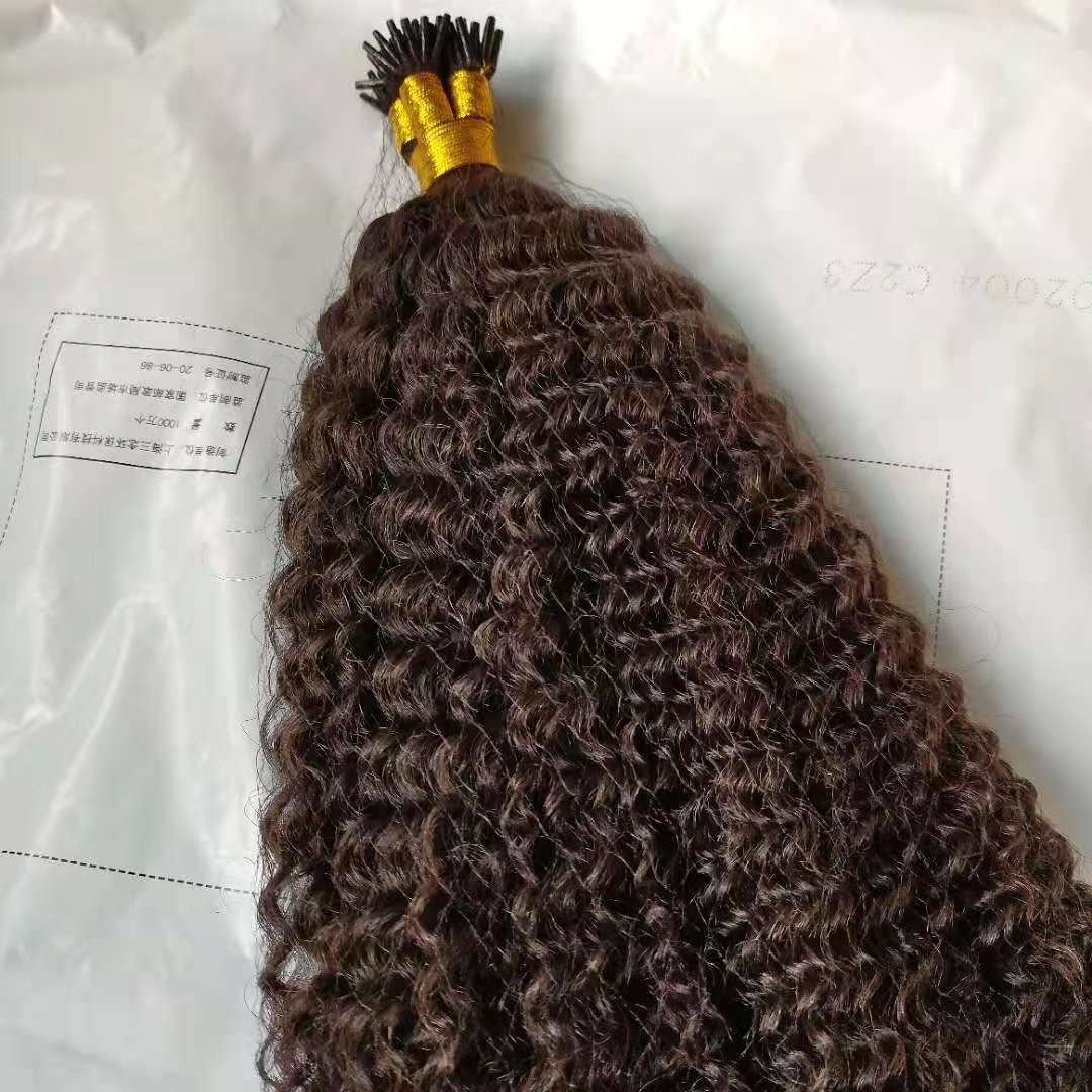 High Quality K Tip Hair Extensions 100% Vietnamese Virgin Human Hair Natural Color Stick I Tip Hair Extension Afro Curly