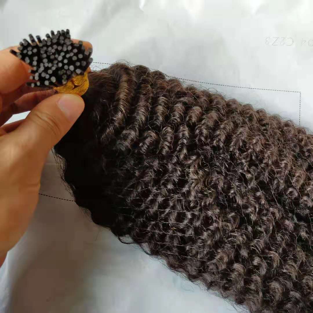 High Quality K Tip Hair Extensions 100% Vietnamese Virgin Human Hair Natural Color Stick I Tip Hair Extension Afro Curly