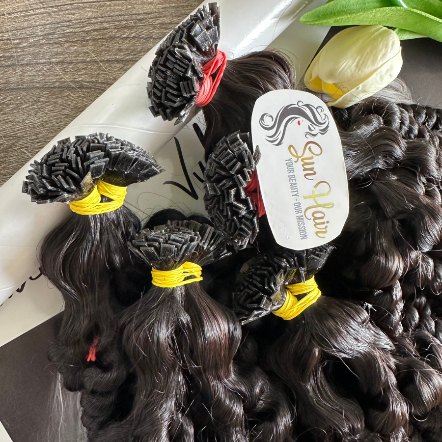 Wholesale Hot Trend Black Color Afro Curly Keratin Flat-Tip Hair Raw Unprocessed Full Cuticle Aligned 100% Human Hair Extensions