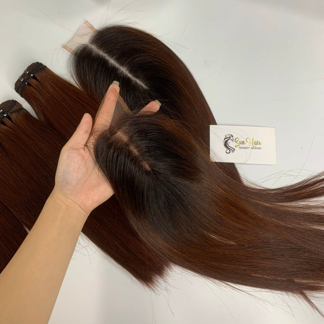 Wholesale Best Selling 2x6 HD Lace Closure Ombre Brown Color 100% Virgin Raw Vietnamese Human Hair Extensions Hot Product