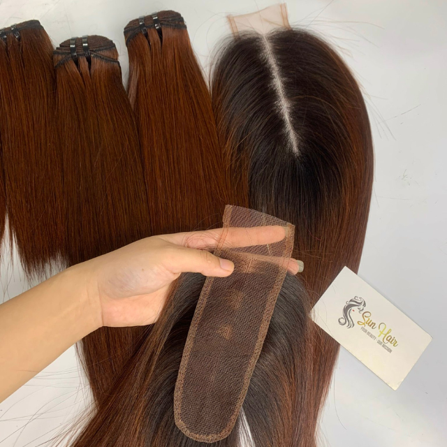 Wholesale Best Selling 2x6 HD Lace Closure Ombre Brown Color 100% Virgin Raw Vietnamese Human Hair Extensions Hot Product