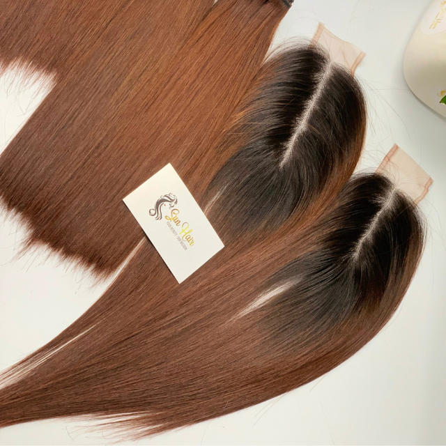 Wholesale Best Selling 2x6 HD Lace Closure Ombre Brown Color 100% Virgin Raw Vietnamese Human Hair Extensions Hot Product