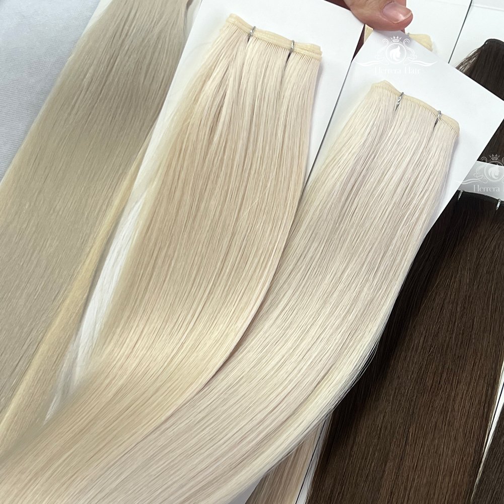 Wholesale Hair Russian Genius Weft Thin Invisible Double Drawn Virgin Remy Natural Light Color Human Hair Extensions Genius Weft