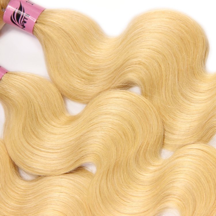 Honey Blonde Brazilian Virgin Hair Bundles Color 613 Straight Body Wave Hair Weave Cuticle Aligned Human Hair Extensions