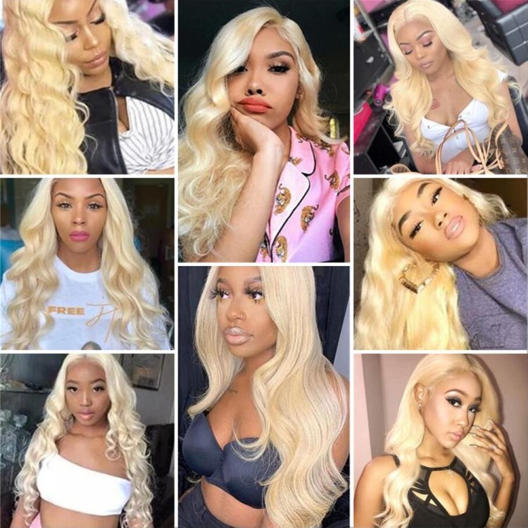 Honey Blonde Brazilian Virgin Hair Bundles Color 613 Straight Body Wave Hair Weave Cuticle Aligned Human Hair Extensions
