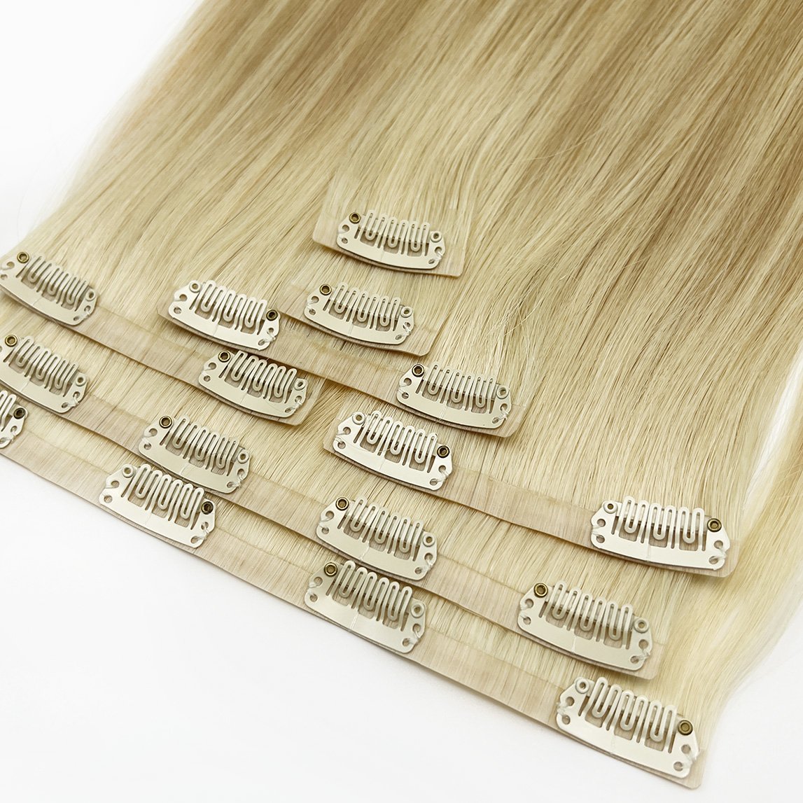 Factory Wholesale Luxury Top Quality Remy Human Hair Invisible Seamless Clip In Hair Extension 100% Human Hair