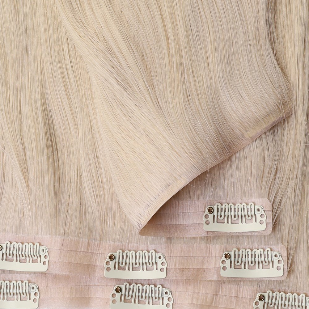 Human Hair Clip in Extensions remy Brazilian 100% human hair Double PU Seamless Weft Clip in Real Human Hair Extensions
