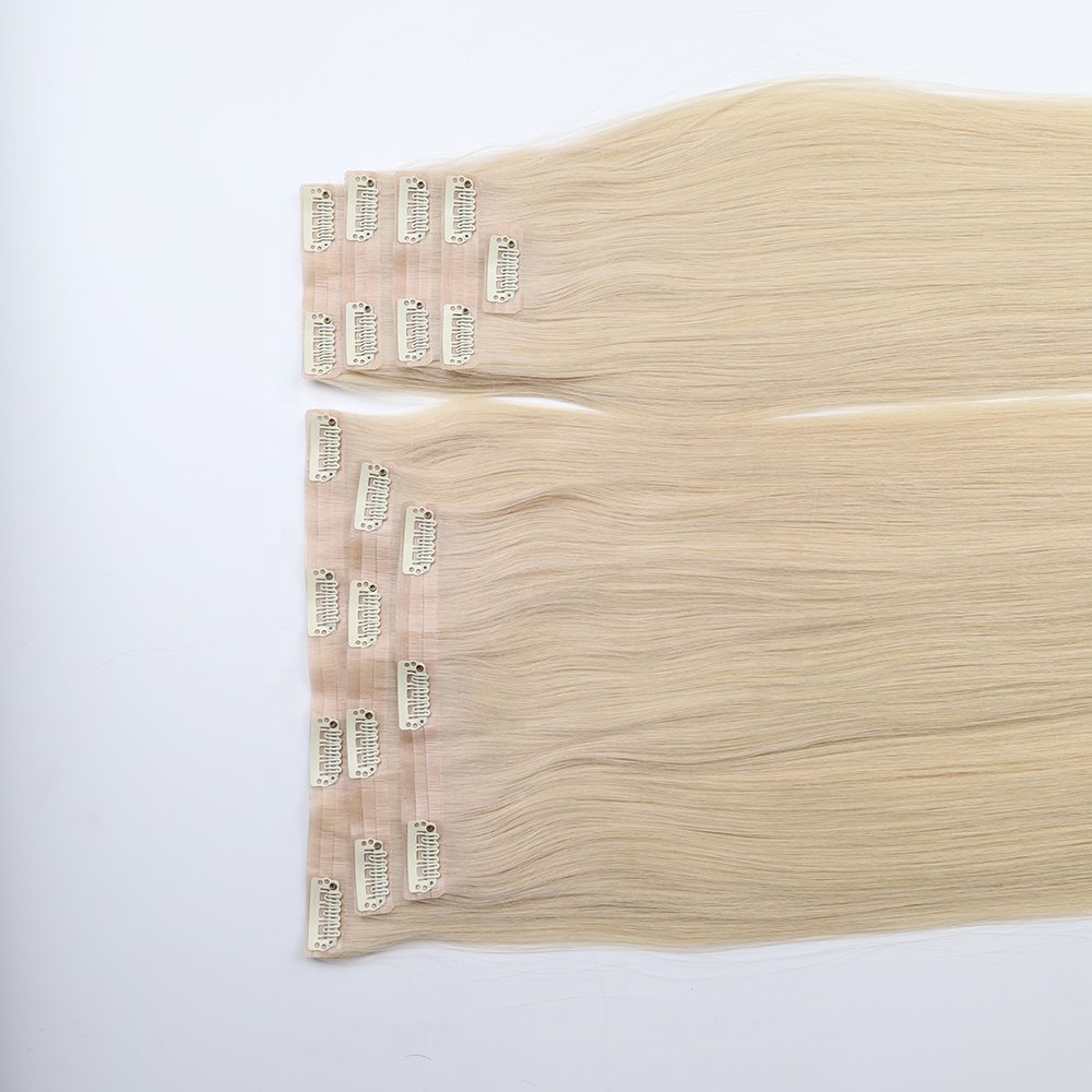 Human Hair Clip in Extensions remy Brazilian 100% human hair Double PU Seamless Weft Clip in Real Human Hair Extensions
