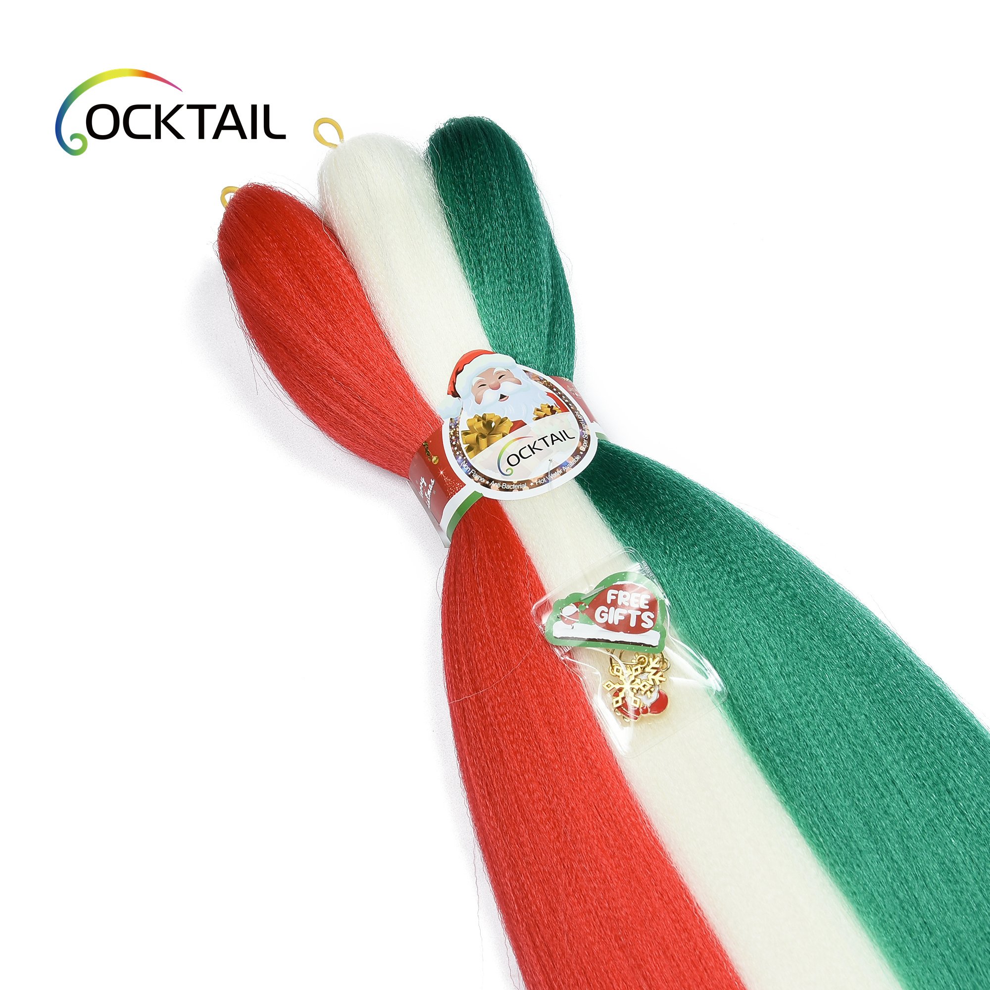 discount price free gift christmas color braiding hair, specially design color pre stretched braiding hair for christmas