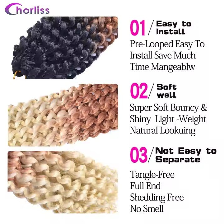 14 18 20 24 Inch Passion Twists wave passion twist wavy braiding hair Water Wave Passion Twist Hair Crochet Braid Crochet Hair