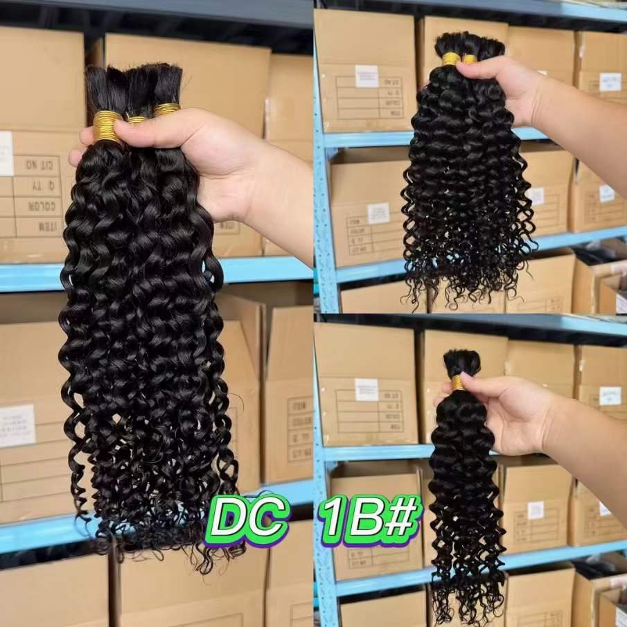 Hot Selling Products 2024 Human Bulk Braiding Hair Deep Curly Raw Braiding Hair extentions for Goddess Box Braids Hair