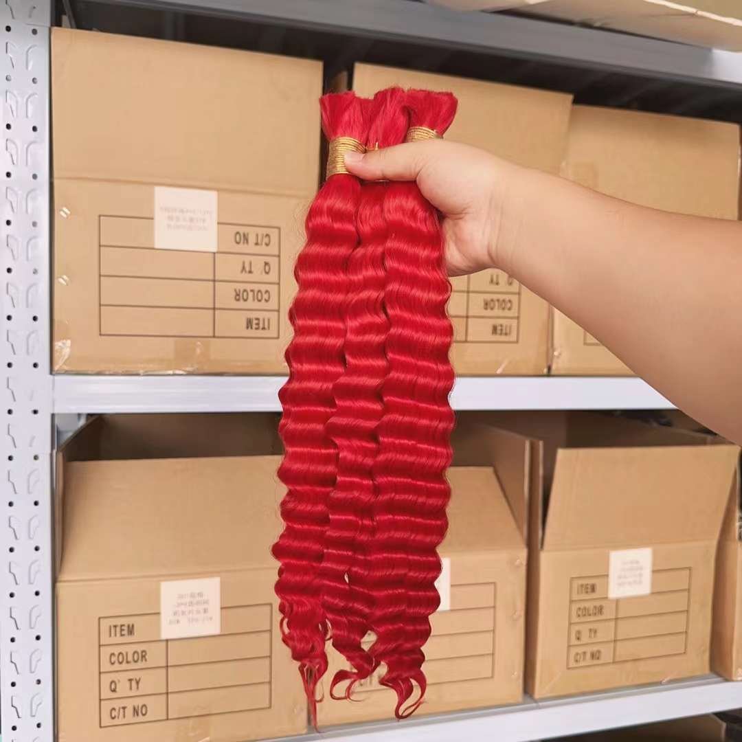 Hot Selling Products 2024 Human Bulk Braiding Hair Deep Curly Raw Braiding Hair extentions for Goddess Box Braids Hair