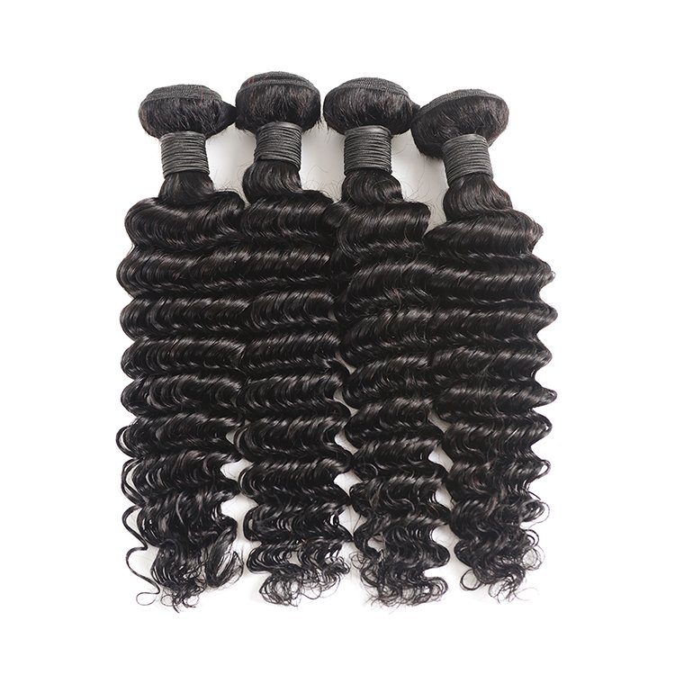 Cheap Wholesale Brazilian Deep Wave Human Hair Extension Natural Virgin Hair Bundles With Lace Closure Frontal