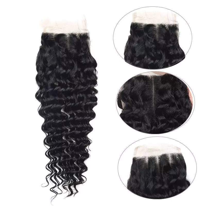Cheap Wholesale Brazilian Deep Wave Human Hair Extension Natural Virgin Hair Bundles With Lace Closure Frontal