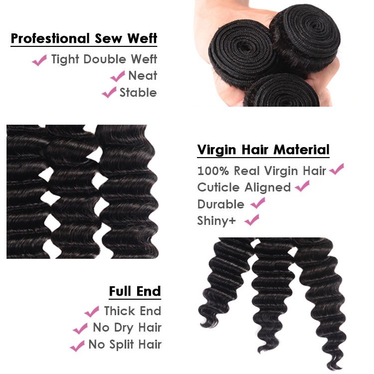 Cheap Wholesale Brazilian Deep Wave Human Hair Extension Natural Virgin Hair Bundles With Lace Closure Frontal