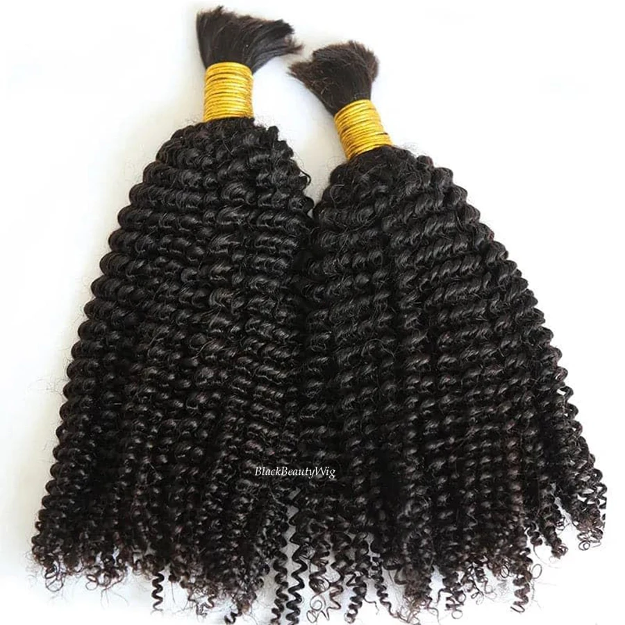 Peruvian Full Cuticle Aligned No Weft Virgin Hair Bulk Wholesale Kinky Curly Weave Bulk Human Hair For Braiding