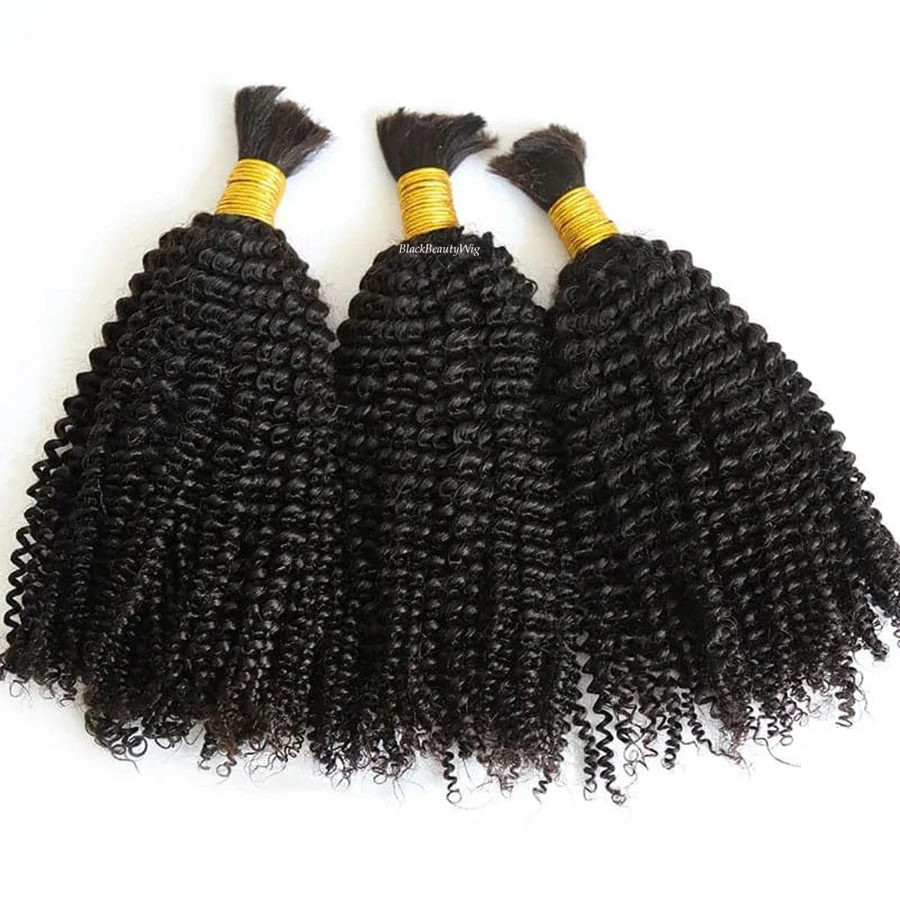Peruvian Full Cuticle Aligned No Weft Virgin Hair Bulk Wholesale Kinky Curly Weave Bulk Human Hair For Braiding