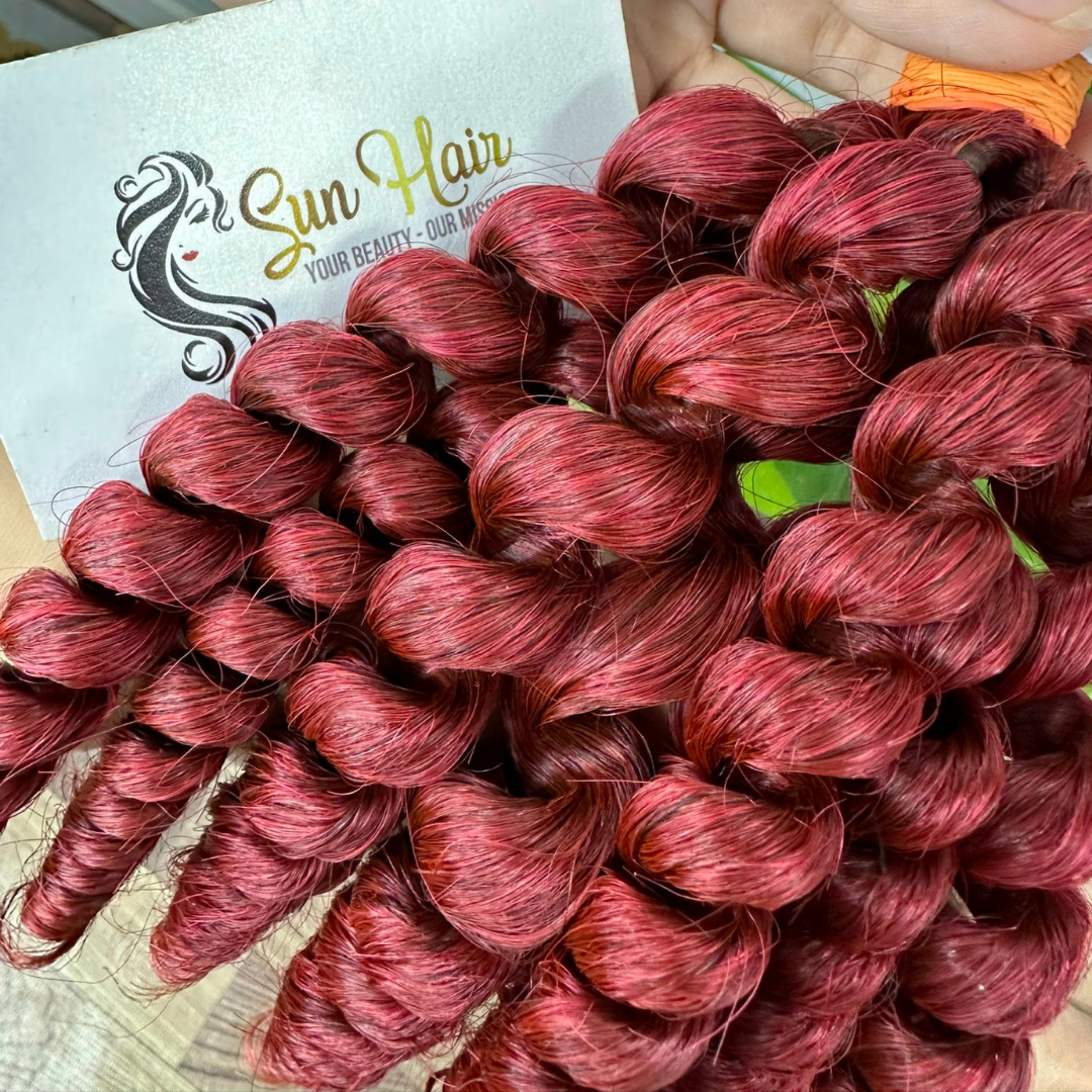 Wholesale Hot Trendy Red Color Afro Curly Hair Bulk Super Elastic Durable 100% Human Hair Extensions
