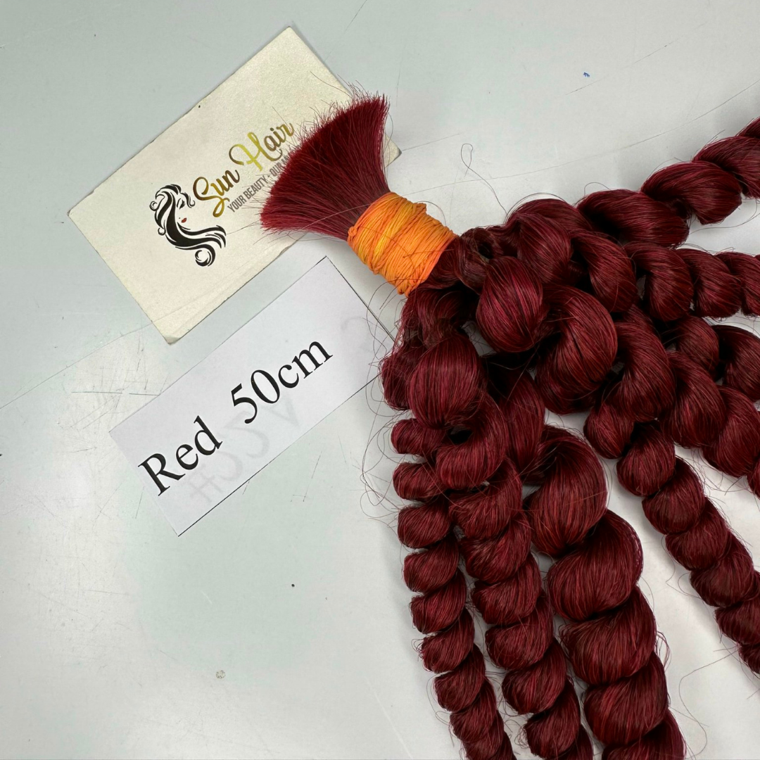 Wholesale Hot Trendy Red Color Afro Curly Hair Bulk Super Elastic Durable 100% Human Hair Extensions