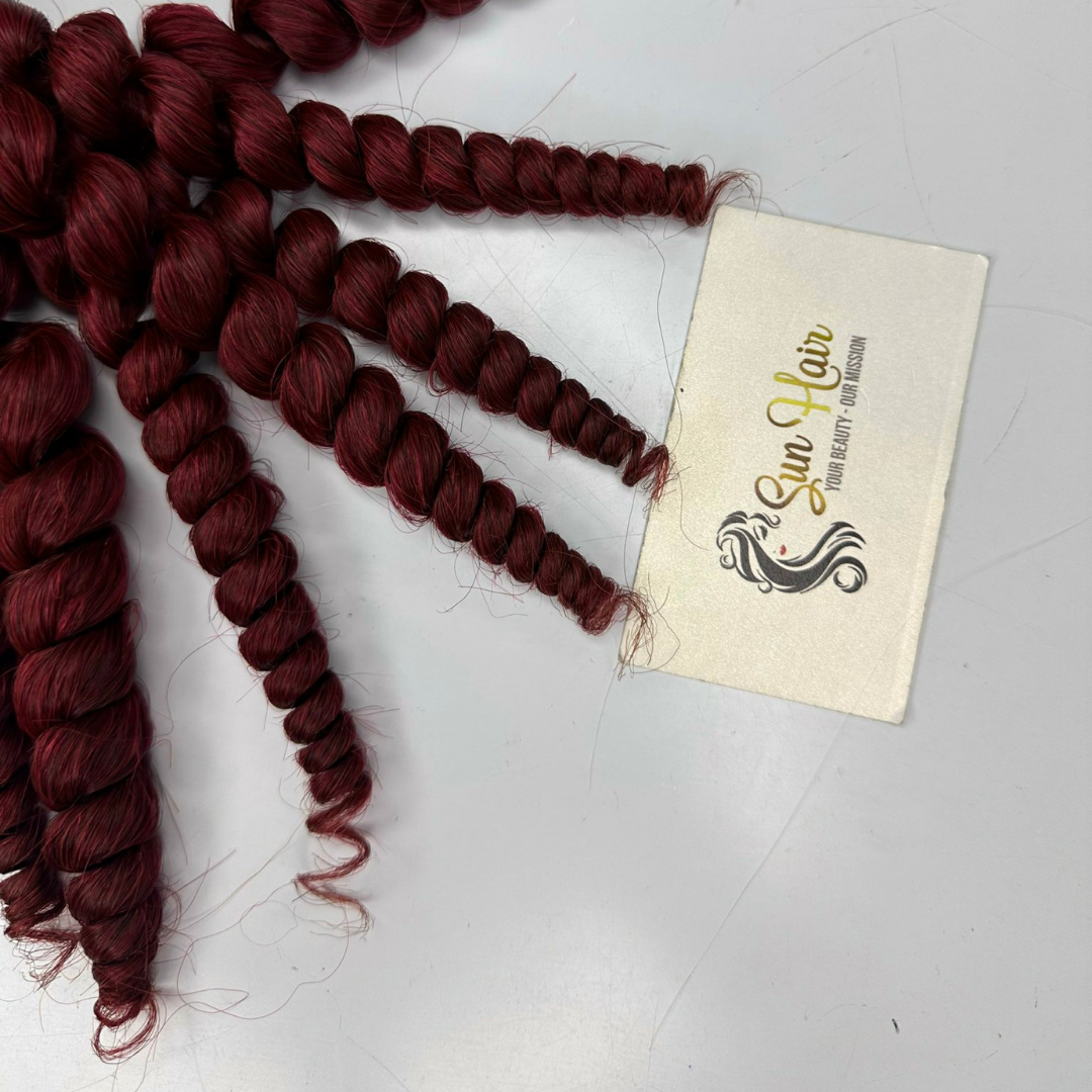 Wholesale Hot Trendy Red Color Afro Curly Hair Bulk Super Elastic Durable 100% Human Hair Extensions