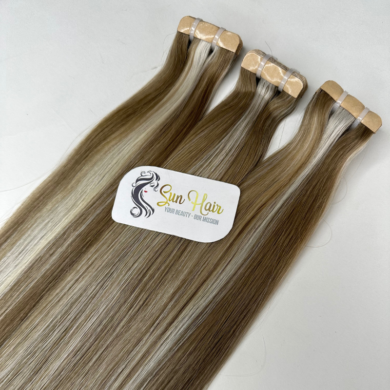 Sun Hair Company Wholesales Custom Piano Color Silky Straight Double Drawn Tape In Raw Hair Vietnamese Human Hair Extensions
