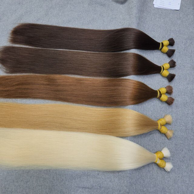 Best price high quality natural human hair bulk hair extensions silky straight unprocessed virgin hair