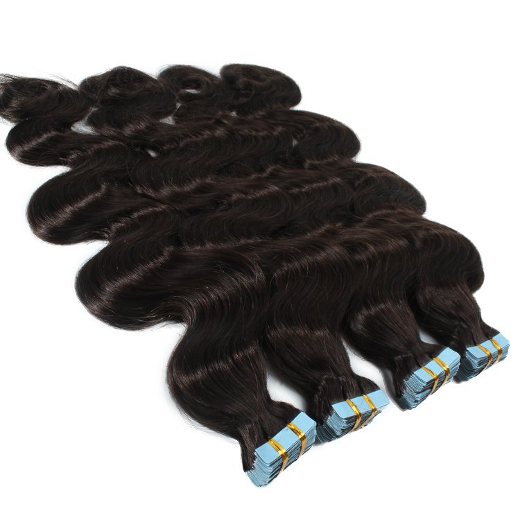 Tape in hair 100% 12A double drawn human Body wave extensions cuticle aligned raw Cambodian hair unprocessed