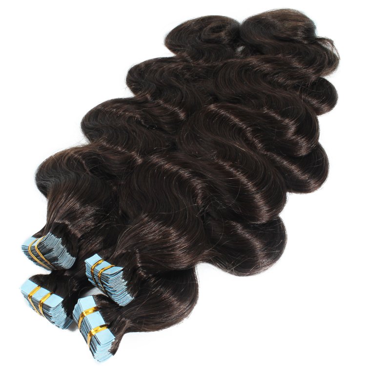 Tape in hair 100% 12A double drawn human Body wave extensions cuticle aligned raw Cambodian hair unprocessed