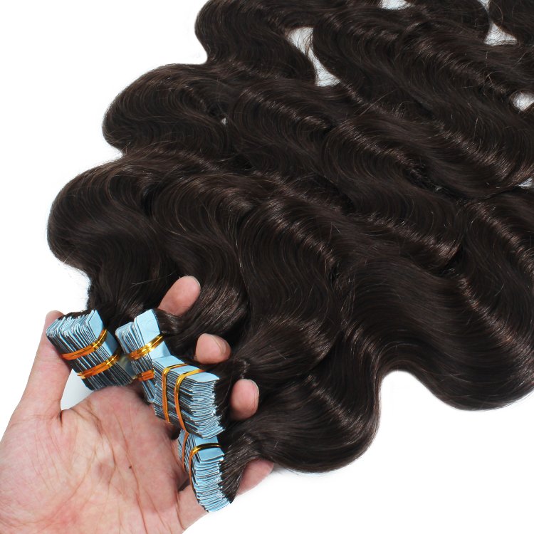 Tape in hair 100% 12A double drawn human Body wave extensions cuticle aligned raw Cambodian hair unprocessed