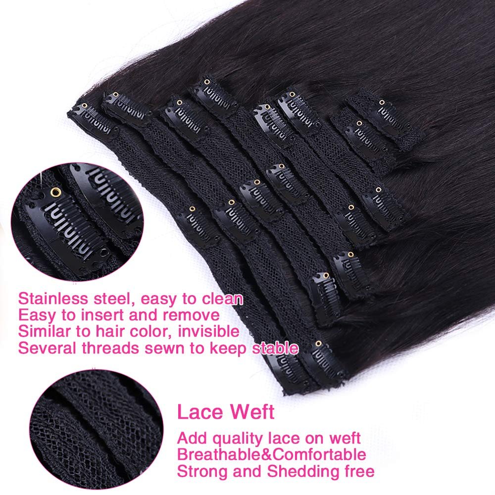 Cheap One Piece Clip In Human Hair Extensions Brazilian Machine Made Remy Straight Clip Hair