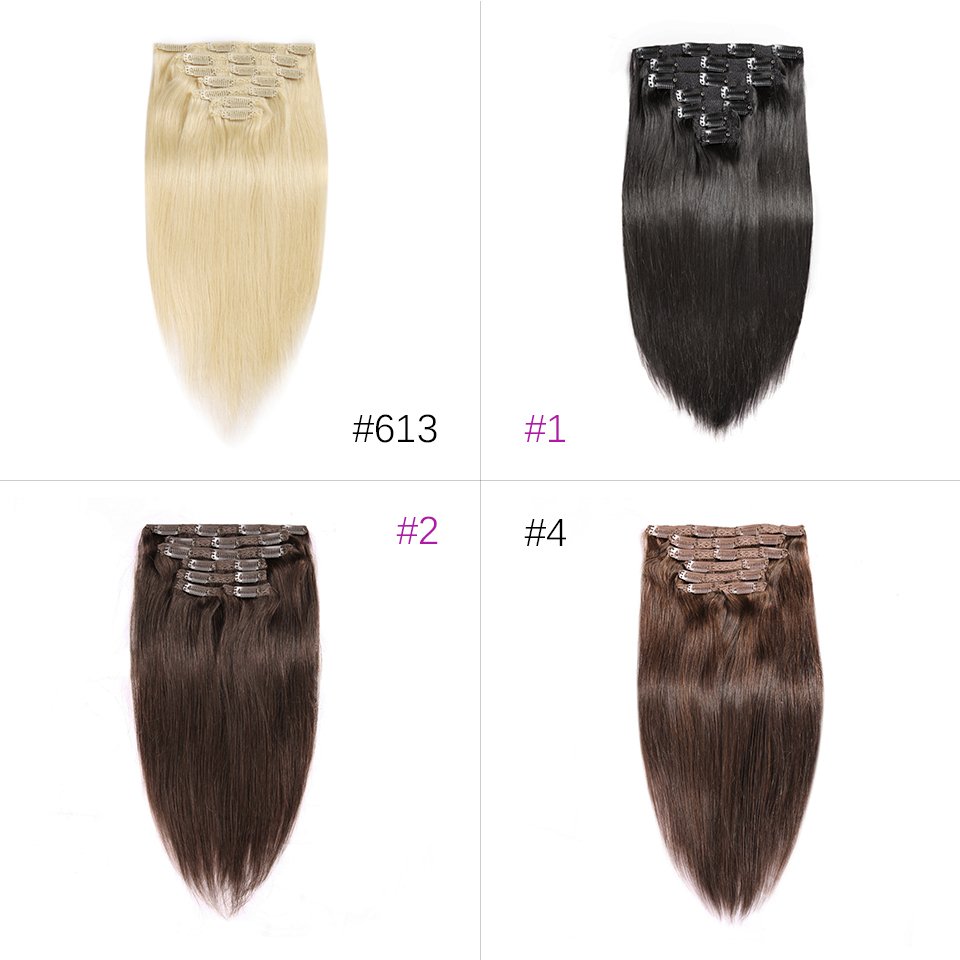 Cheap One Piece Clip In Human Hair Extensions Brazilian Machine Made Remy Straight Clip Hair