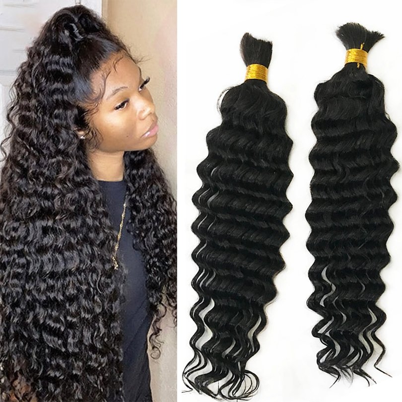 Raw Hair Bulk Braiding No Weft Bundle Human Hair Vendor boho braids Full Cuticle Aligned Deep Wave Hair Extensions for Braiding
