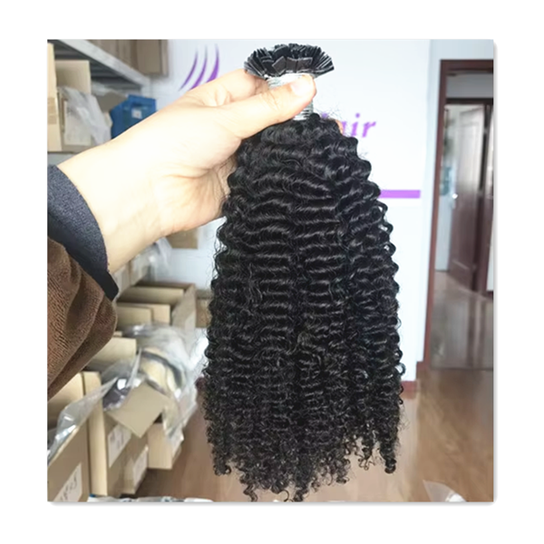 Afro Kinky Curly Flat Tip Hair Virgin Russian Hair Extensions 100% Human Hair Cuticle Intact