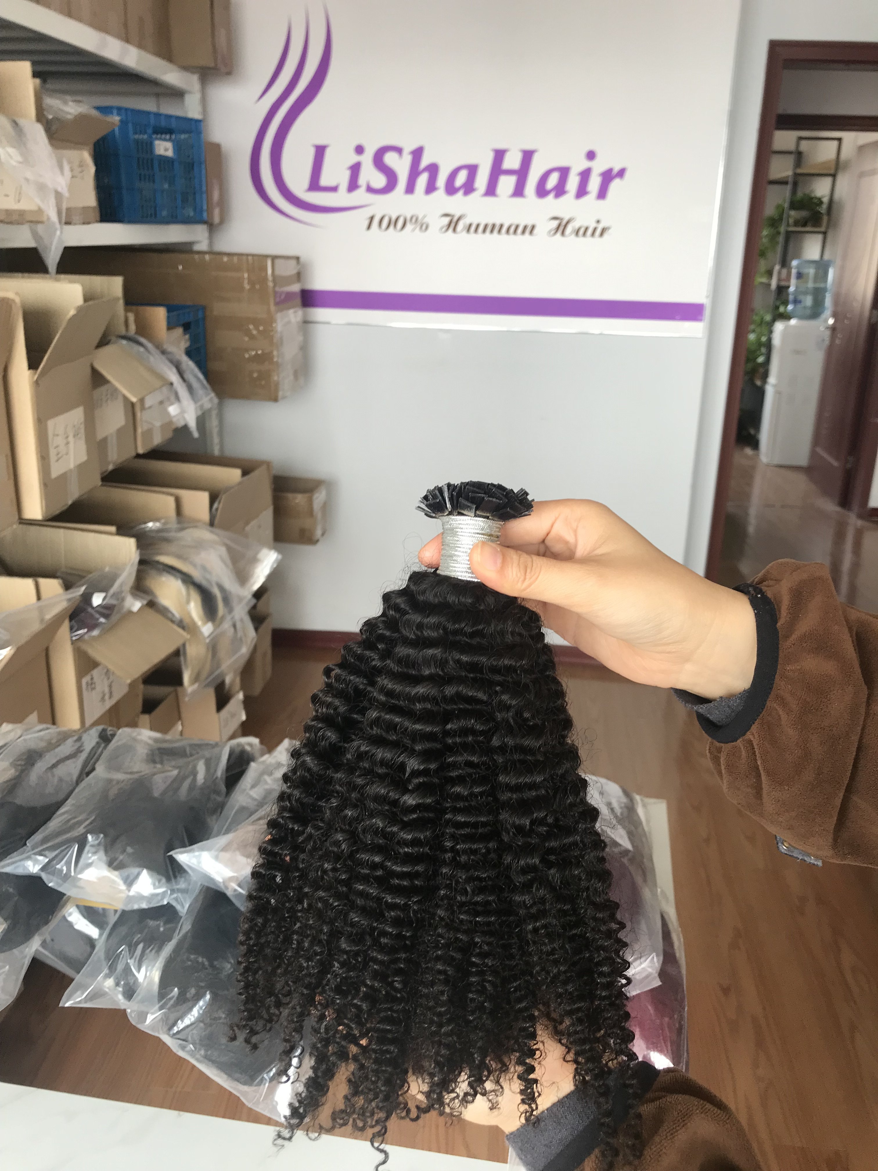 Afro Kinky Curly Flat Tip Hair Virgin Russian Hair Extensions 100% Human Hair Cuticle Intact