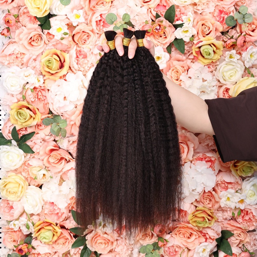 Kinky Straight Bulk Human Hair For Braiding,No Weft Bulk Cuticle Aligned Hair Extensions,Cheap Human Hair Bulk For Black Women