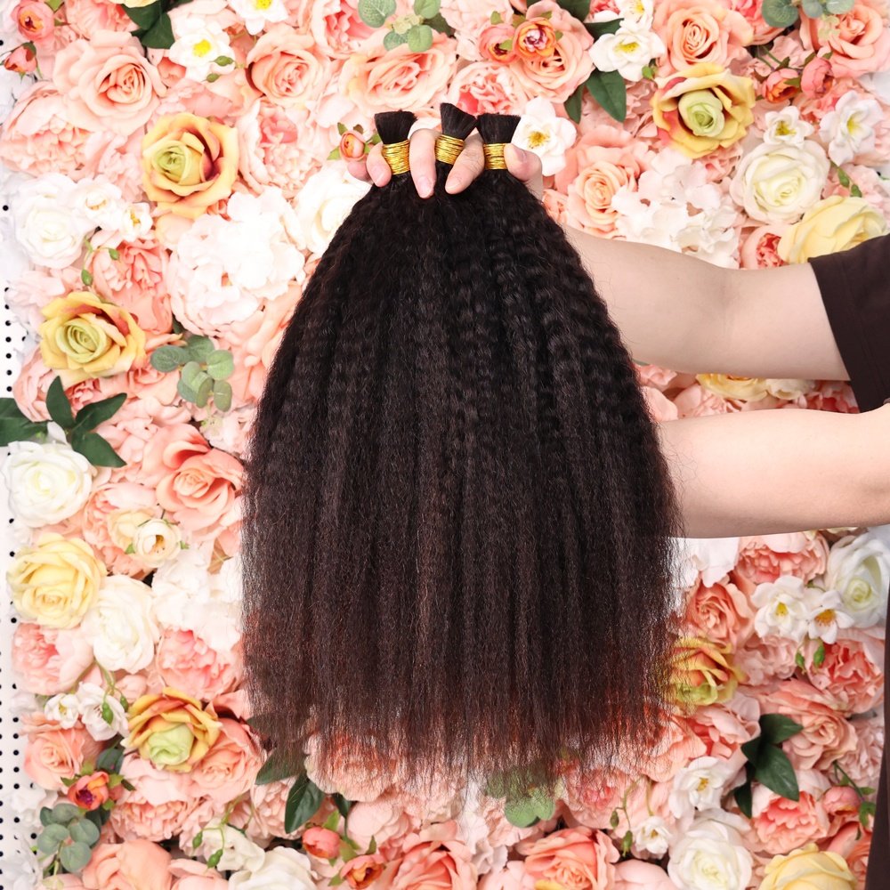 Kinky Straight Bulk Human Hair For Braiding,No Weft Bulk Cuticle Aligned Hair Extensions,Cheap Human Hair Bulk For Black Women