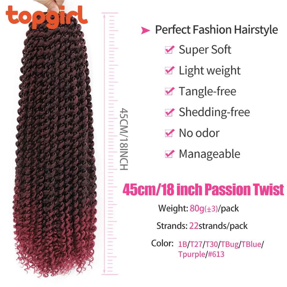 Wholesale 18Inch Passion Crochet Braids Ombre Brown Synthetic Braiding Hair Passion Twist Crochet Hair Extension For Black Women