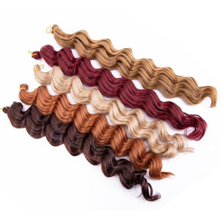 AliLeader Blonde Synthetic Crochet Hair 18 Inch Wavy Braiding Hair Extensions Deep Wave Afro Curl Crochet Hair for Women