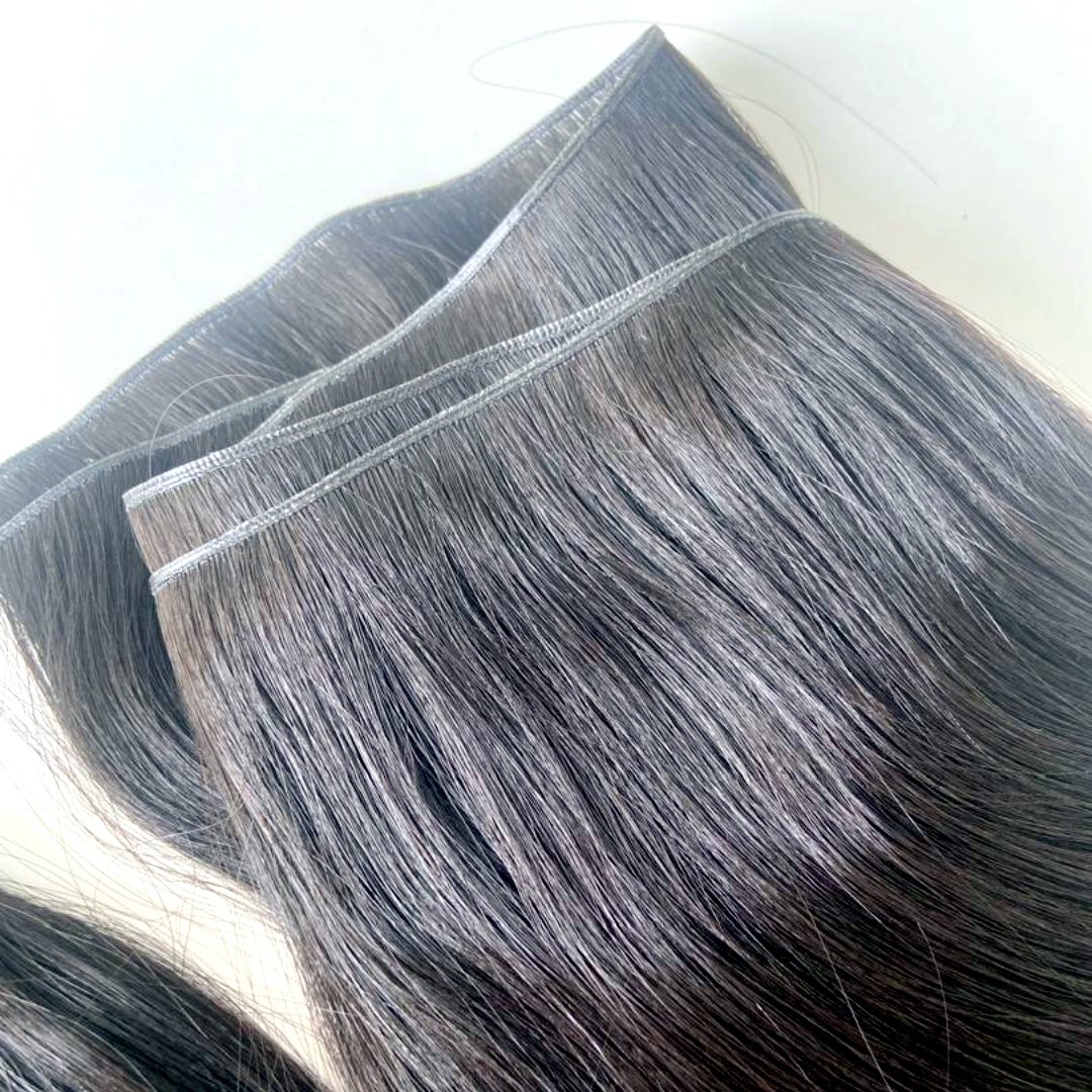 Genius Weft 100g/pc Natural Straight Invisible Human Hair Extensions Full End High Quality Virgin Hairpiece