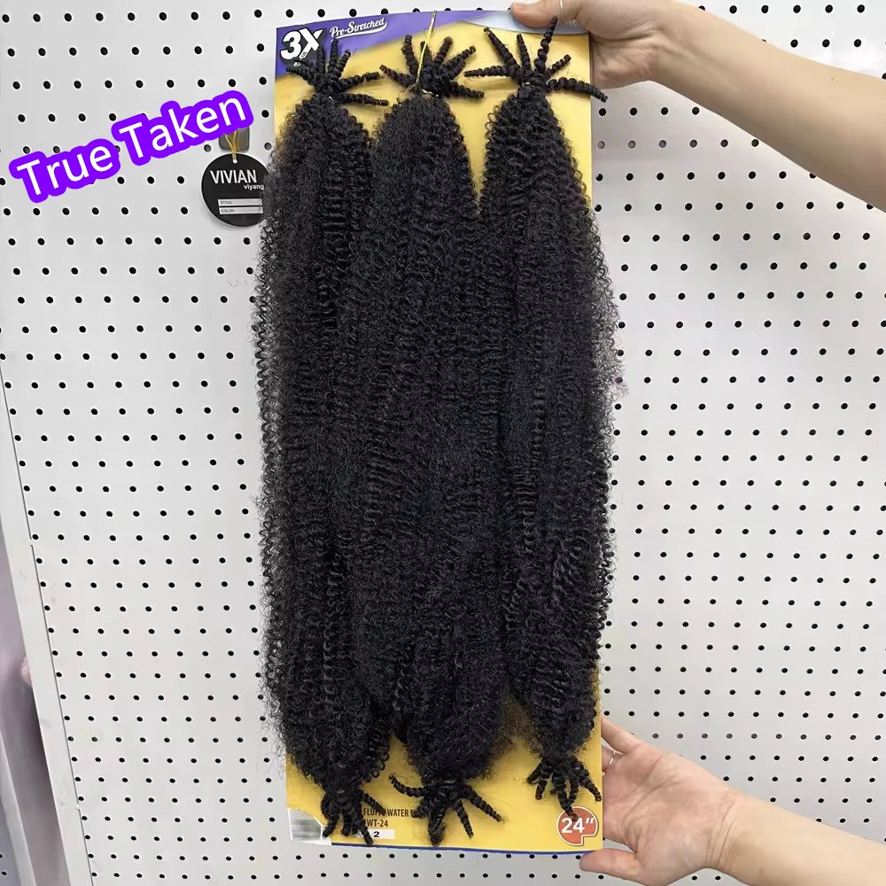 3X pre-stretched pre fluffed kanekalon fluffy water twist 24" afro marley twist braiding hair 24 inch kinky