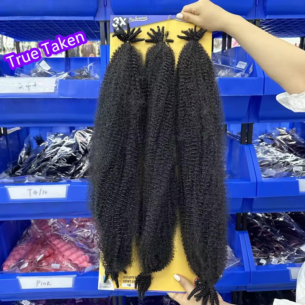 3X pre-stretched pre fluffed kanekalon fluffy water twist 24" afro marley twist braiding hair 24 inch kinky